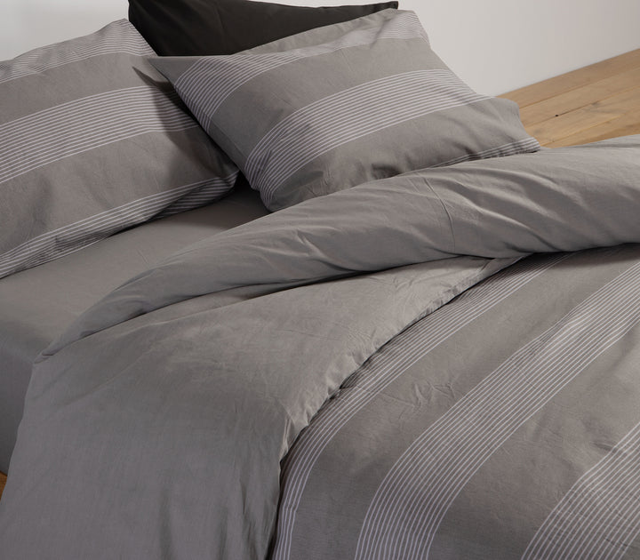 Σετ Σεντόνια Υπέρδιπλα Σκούρο Γκρι Casual Stripe Nef-Nef Homeware