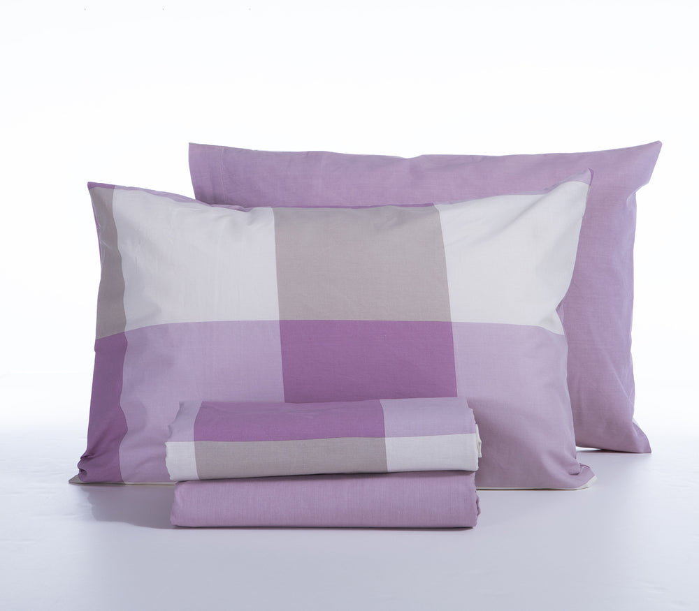 Σετ Σεντόνια Υπέρδιπλα Μωβ Casual Check Nef-Nef Homeware