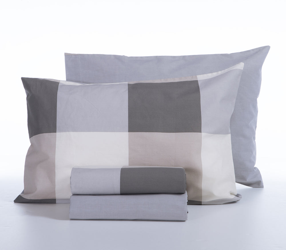 Σετ Σεντόνια King Size Γκρι Με Λάστιχο Casual Check Nef-Nef Homeware