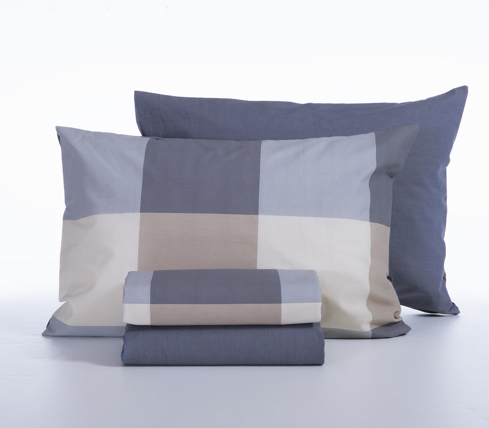 Σετ Σεντόνια King Size Μπλε Με Λάστιχο Casual Check Nef-Nef Homeware