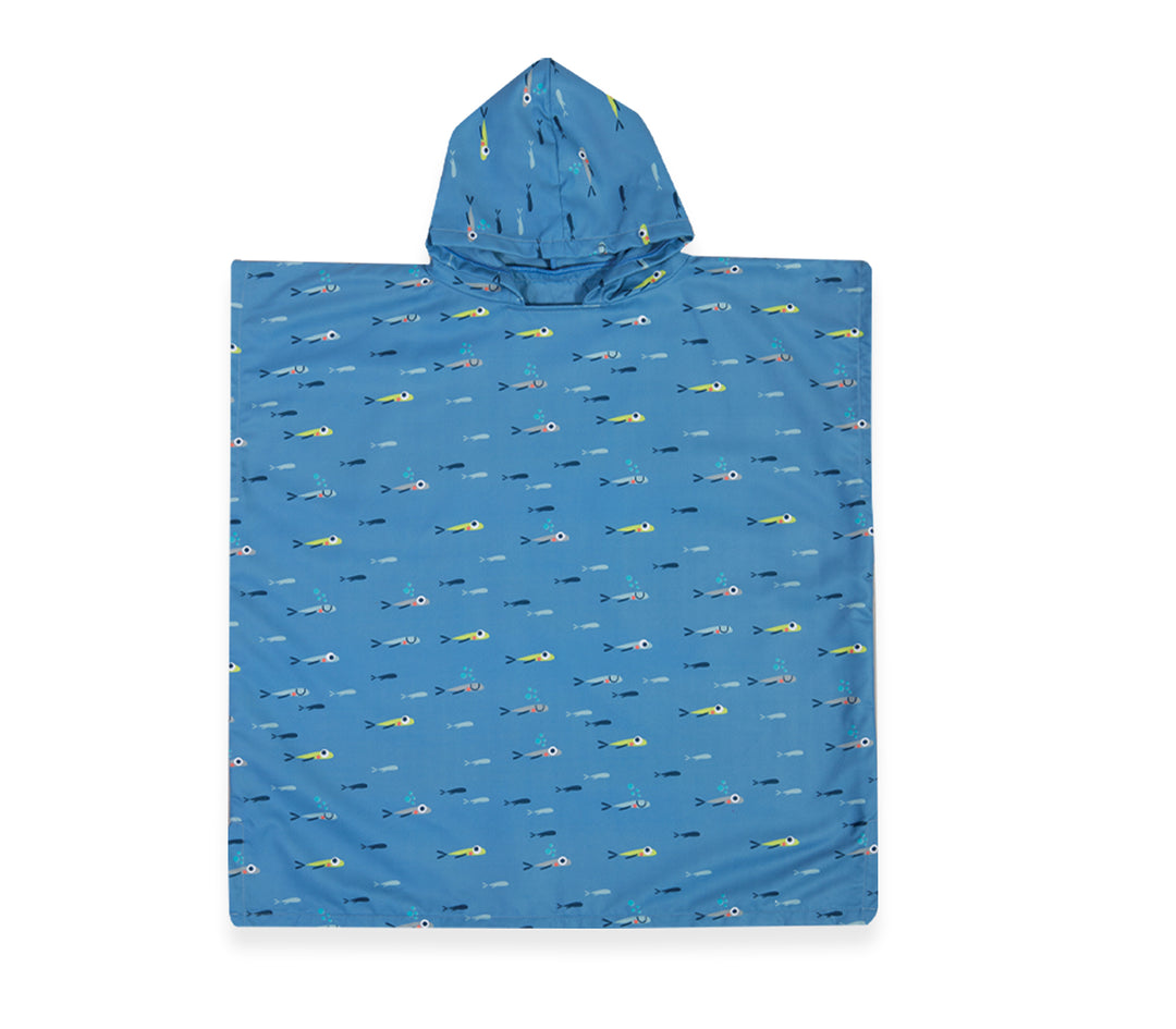 Παιδικό Πόντσο με Μικροΐνες Μπλε Fish Team 65Χ65 Nef-Nef Homeware