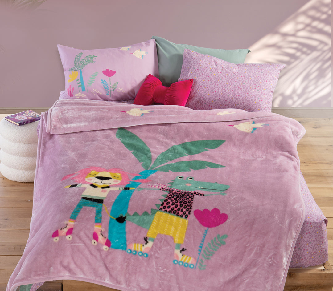 Παιδική Κουβέρτα Βελουτέ Λιλά Roller Friends Nef-Nef Homeware