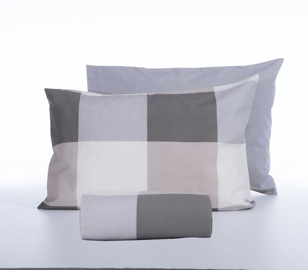 Σετ Παπλωματοθήκη Υπέρδιπλη Γκρι Casual Check 240Χ230 Nef-Nef Homeware