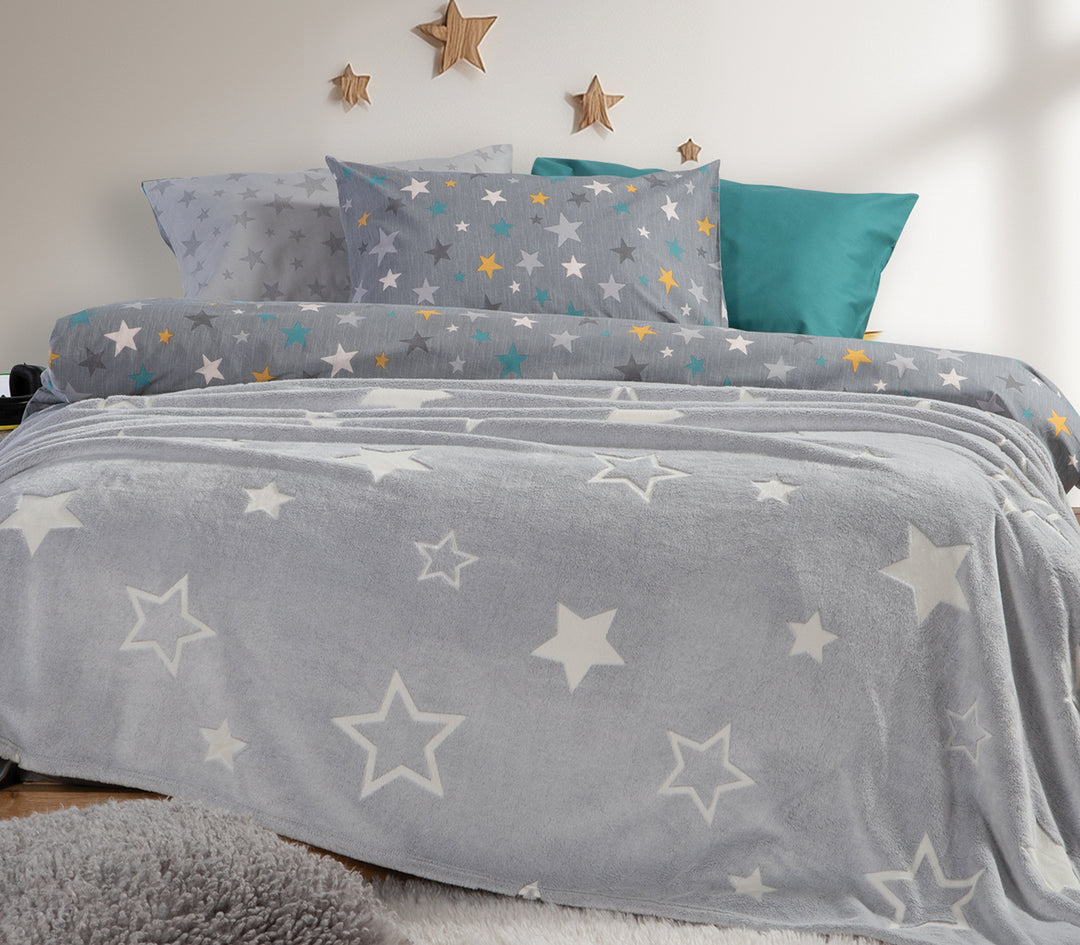Παιδική Κουβέρτα Fleece Γκρι Πολυεστερική Starlight Nef-Nef Homeware