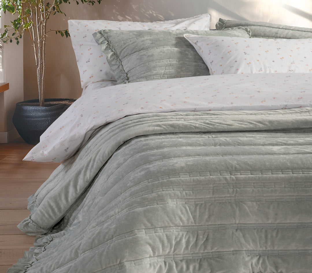 Κουβερλί Υπέρδιπλο Μέντα-Γκρι Sirion Nef-Nef Homeware