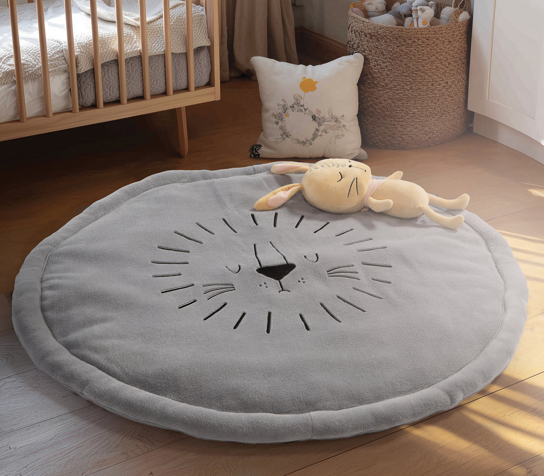 Παιδικό Χαλί Γκρι Στρογγυλό Sleeping Lion D.90 Nef-Nef Homeware