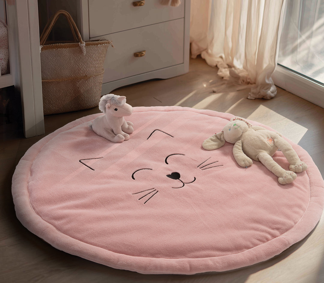 Παιδικό Χαλί Ροζ Στρογγυλό Smiling Cat D.90 Nef-Nef Homeware
