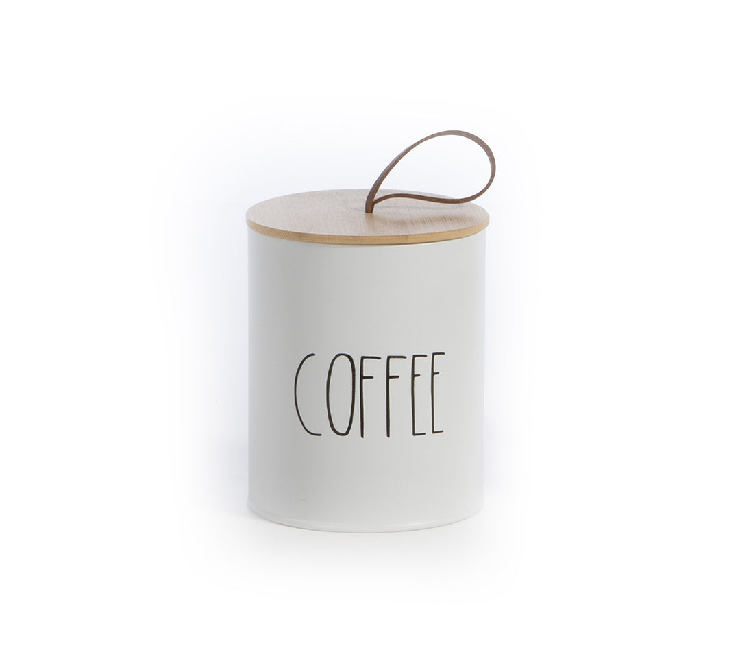 Δοχείο Μεταλλικό Λευκό για Καφέ "Coffee" Nef-Nef Homeware 10,4X10,4X13