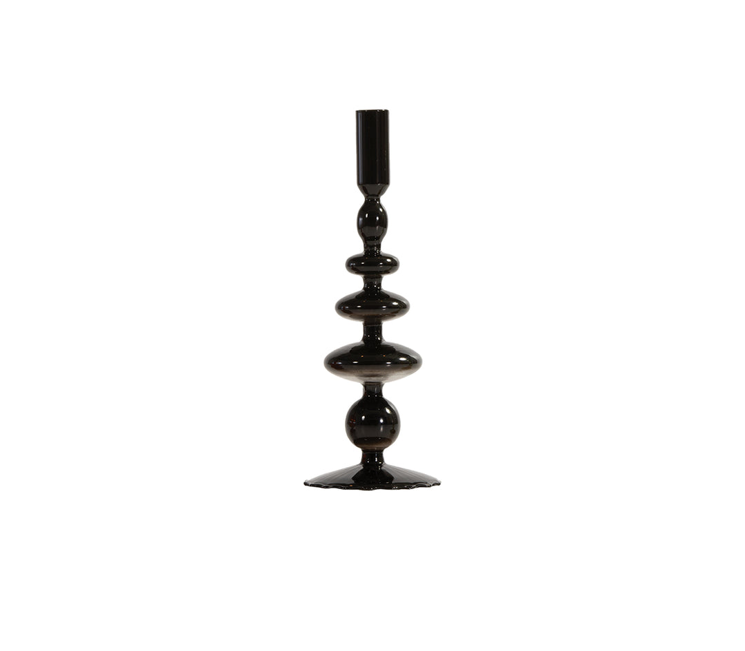 Γυάλινο Κηροπήγιο Μαύρο Dario 9X28 Nef-Nef Homeware