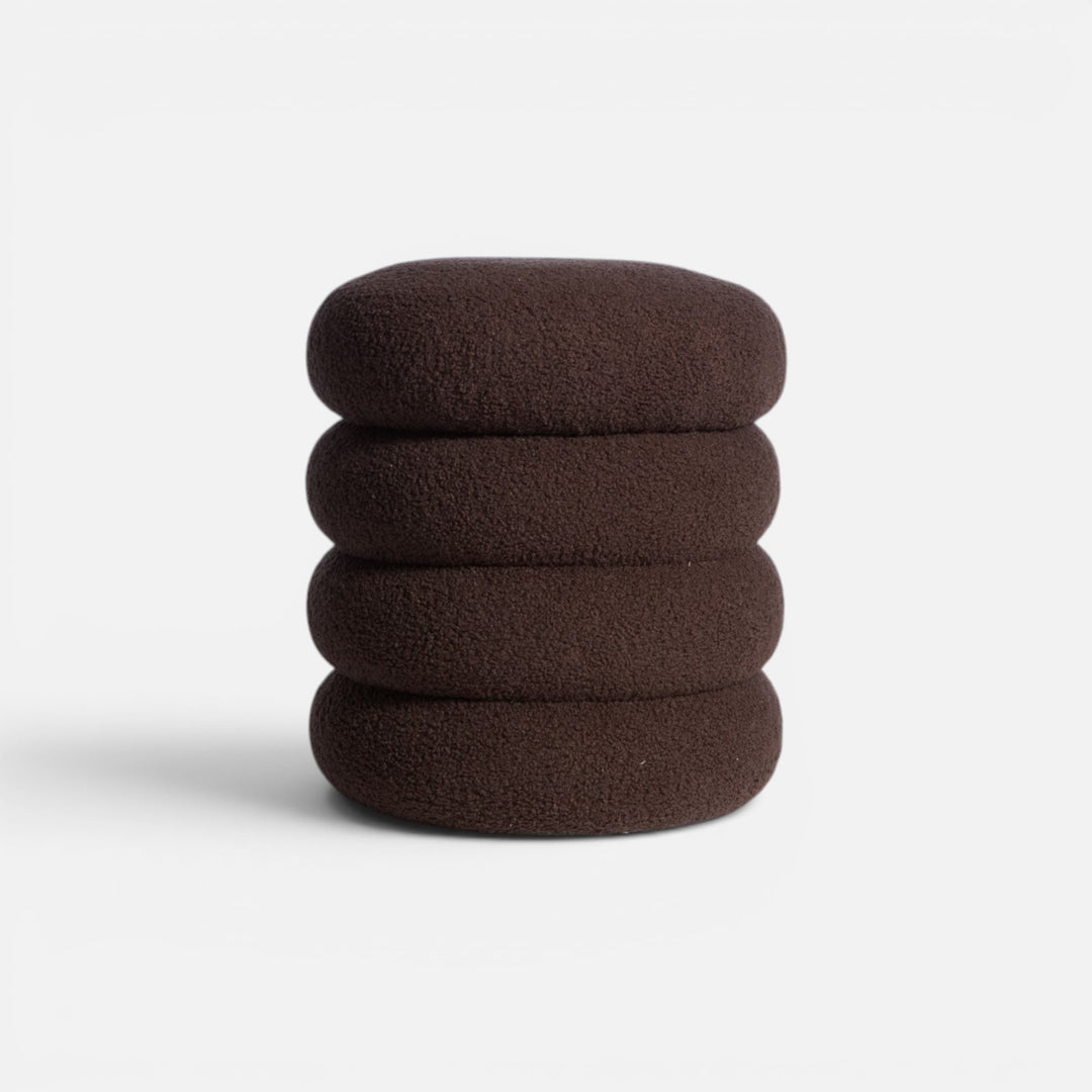 Σκαμπό Μπουκλέ Καφέ Πολυεστερικό Stool 35X40 Nef-Nef Homeware