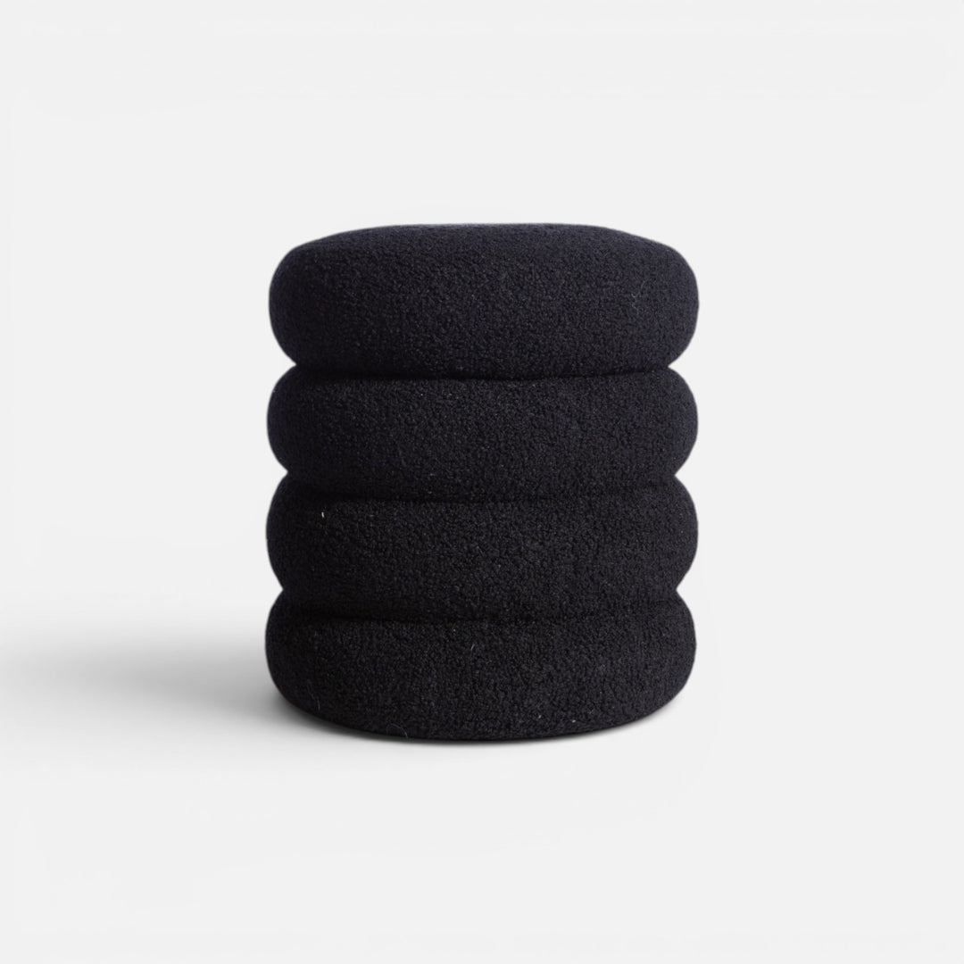 Σκαμπό Μπουκλέ Μαύρο Πολυεστερικό Stool 35X40 Nef-Nef Homeware