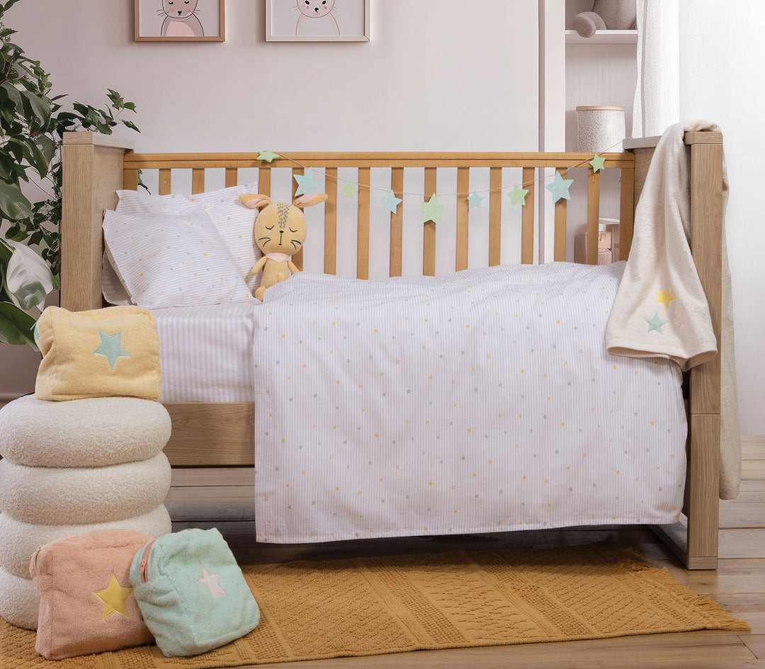 Σετ Βρεφικά Σεντόνια Κούνιας Εκρού 3τμχ Happy Nef-Nef Homeware