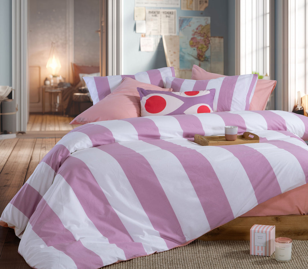 Σετ Σεντόνια Μονά Βαμβακερά Μωβ-Λευκό Casual Vertia Nef-Nef Homeware