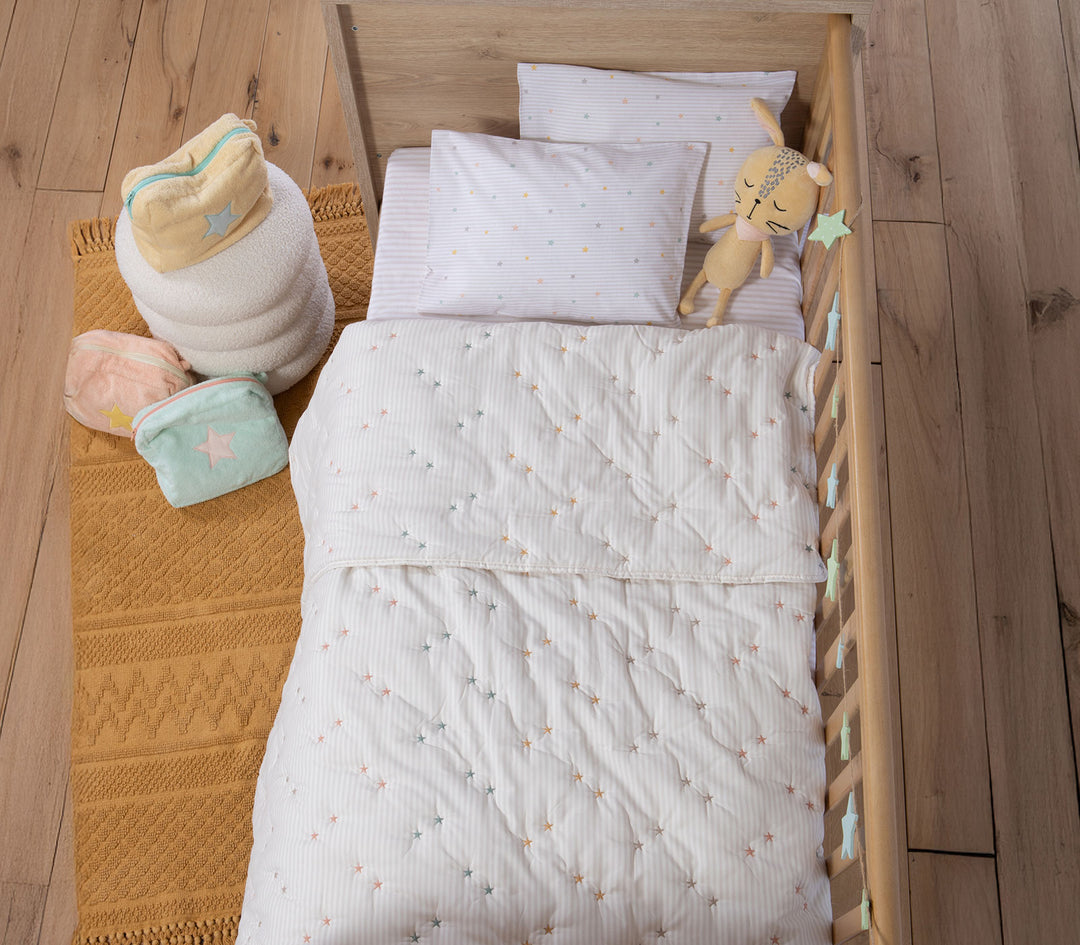 Βρεφικό Κουβερλί Λίκνου Εκρού Happy 80X110cm Nef-Nef Homeware