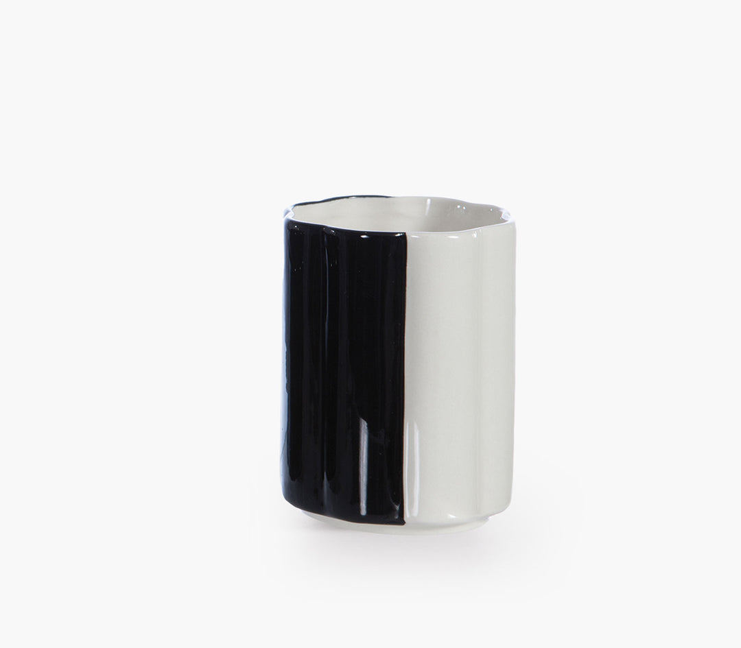 Ποτήρι Μπάνιου Μαύρο/Άσπρο Κεραμικό Domino 7,7X10,4cm Nef-Nef Homeware