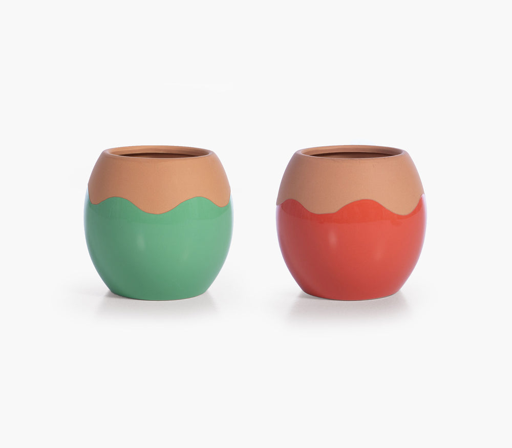 Βάζο Κεραμικό Κοραλί-Μπεζ Domain 14X14X13cm Nef-Nef Homeware