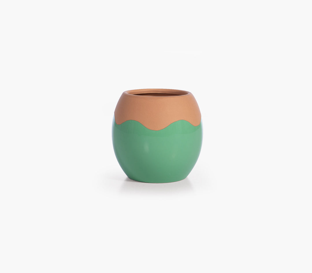 Βάζο Κεραμικό Πράσινο-Μπεζ Domain 14X14X13cm Nef-Nef Homeware