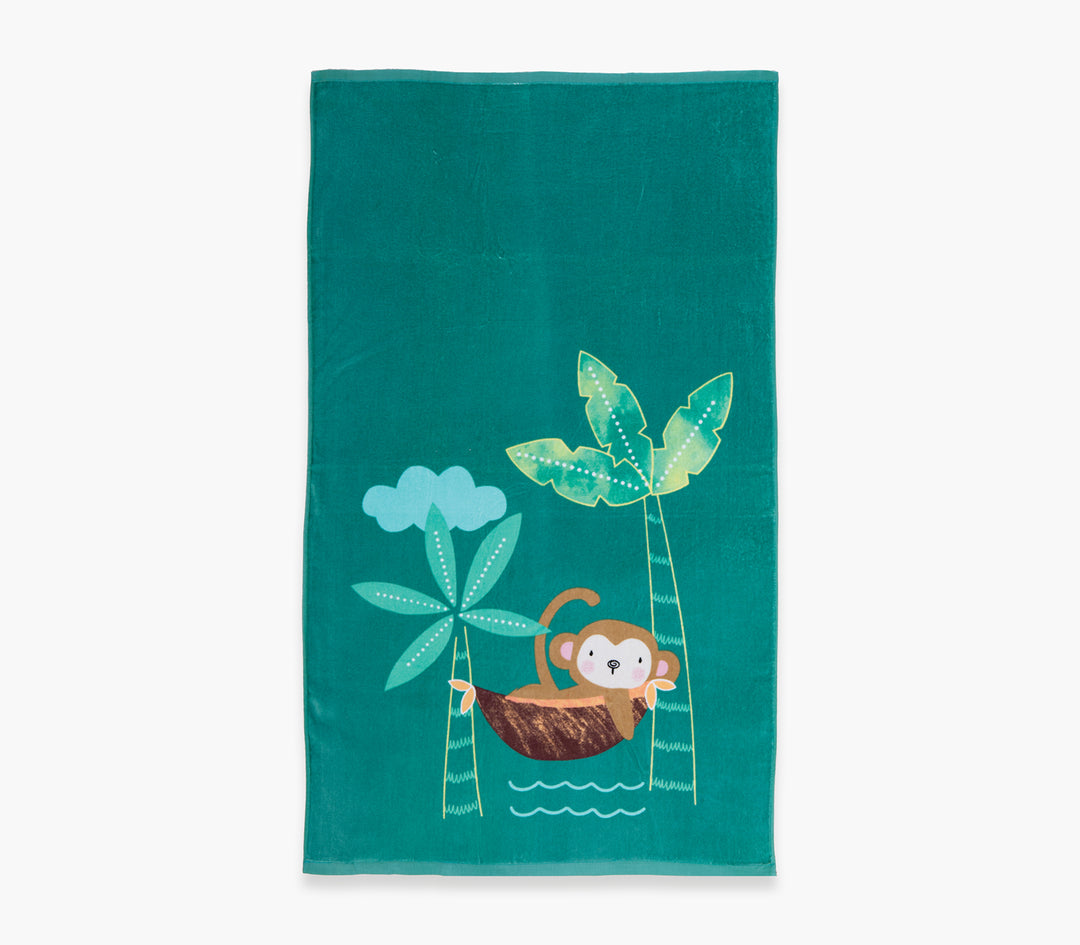 Παιδική Πετσέτα Θαλάσσης Πράσινη Tropical Monkey 70X120cm Nef-Nef Homeware