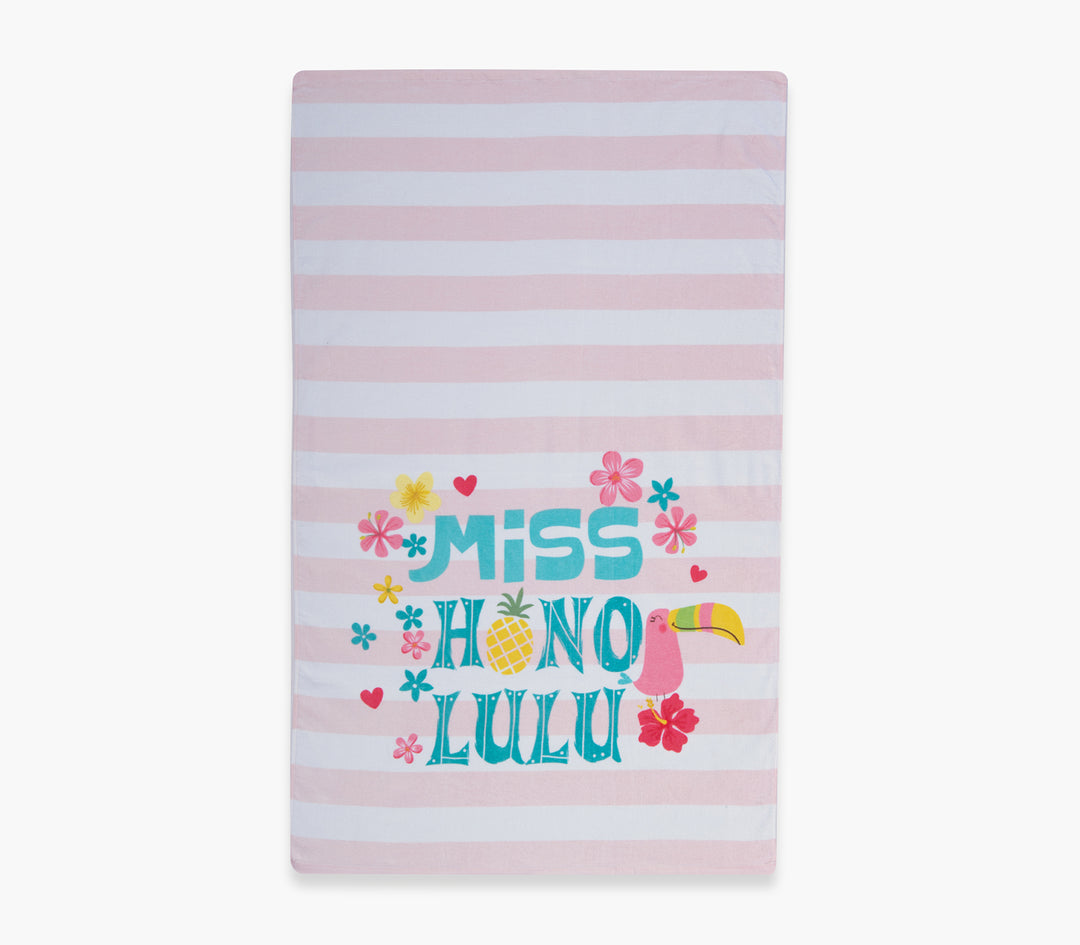 Παιδική Πετσέτα Θαλάσσης Ριγέ Ροζ Miss Honolulu 70X120cm Nef-Nef Homeware