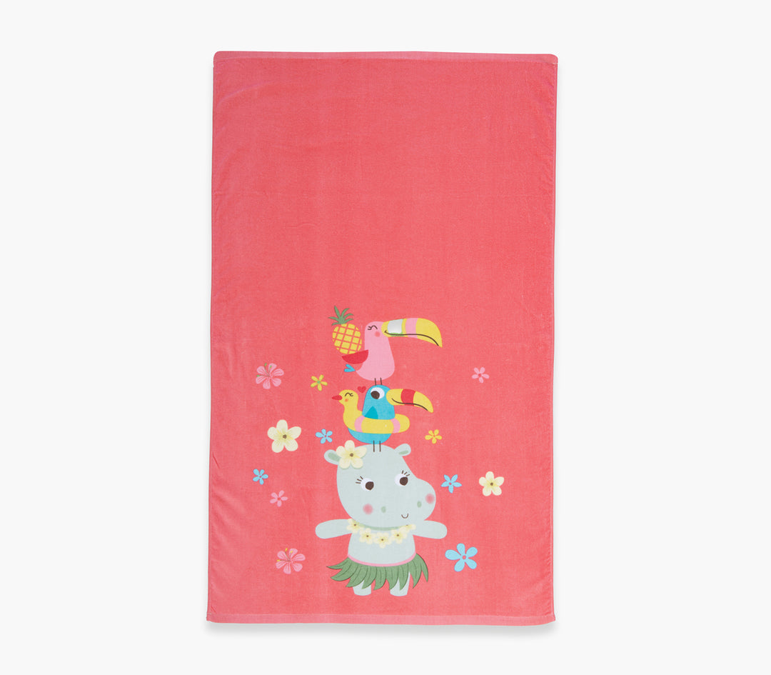Παιδική Πετσέτα Θαλάσσης Κοραλί Aloha Hippo 70X120cm Nef-Nef Homeware