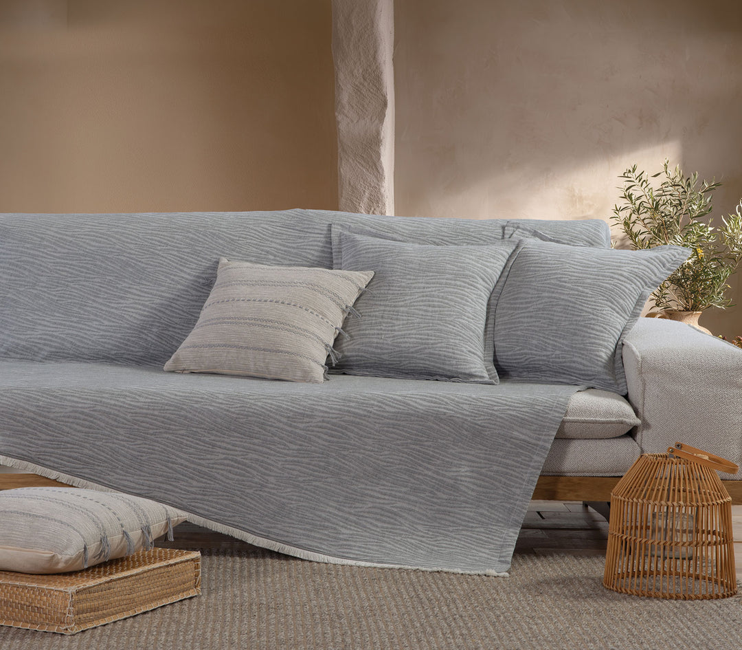 Ριχτάρι Τριθέσιου Καναπέ Γκρι Zebra 170X300cm Nef-Nef Homeware