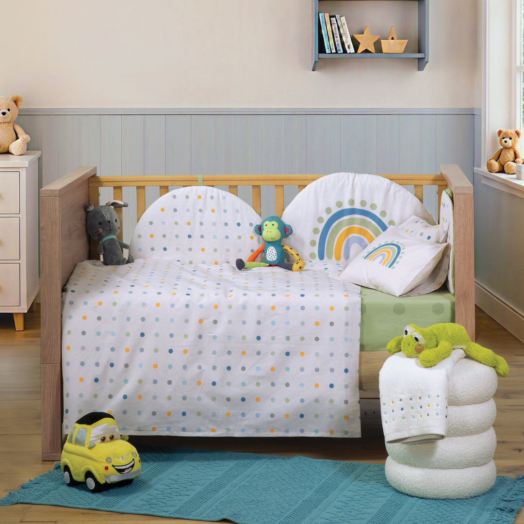 Σετ Σεντόνια Κούνιας Εκρού-Πράσινο Dots Nef-Nef Homeware