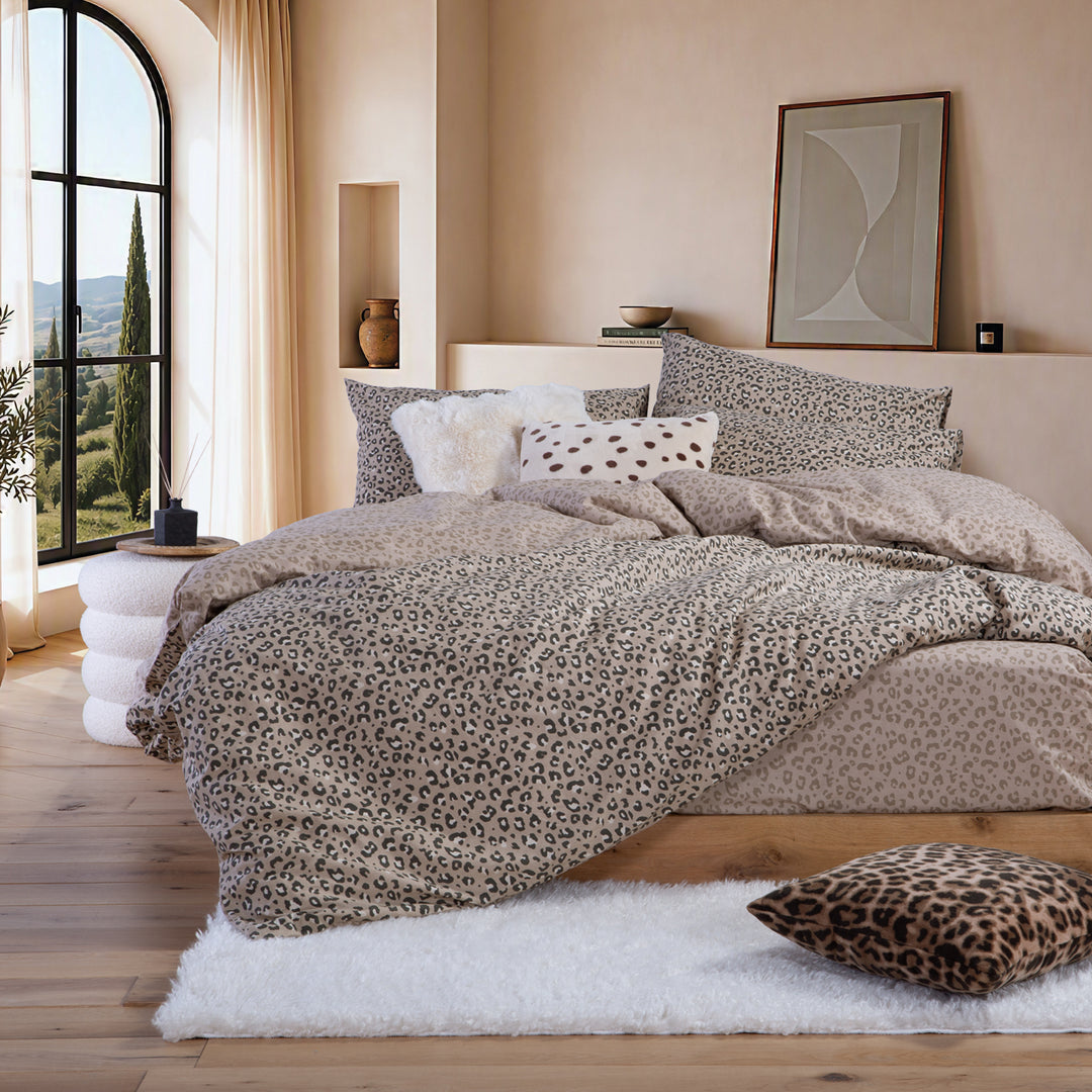 Σετ Παπλωματοθήκη Μονή Μπεζ Βαμβακερή Wild Nef-Nef Homeware