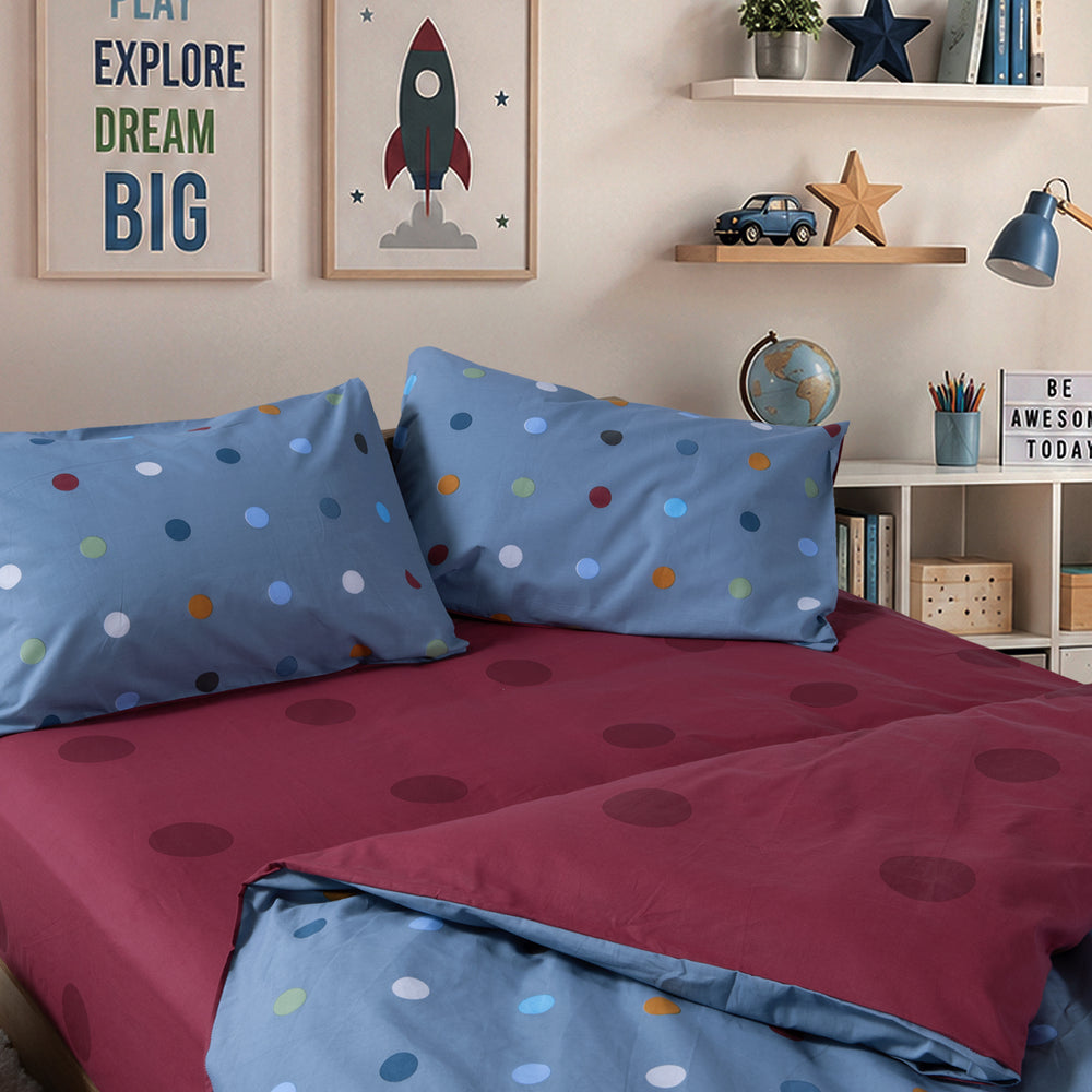 Σετ Σεντόνια Μονά με Λάστιχο Πουά Μπλε Dots Blue Nef-Nef Homeware