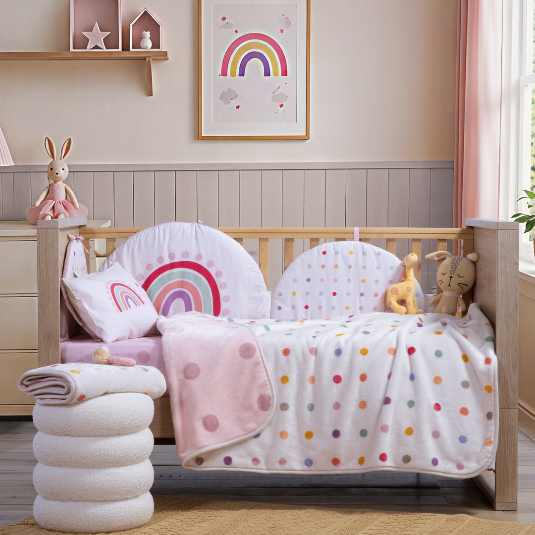 Κουβέρτα Κούνιας Βελουτέ Ροζ Dots Nef-Nef Homeware
