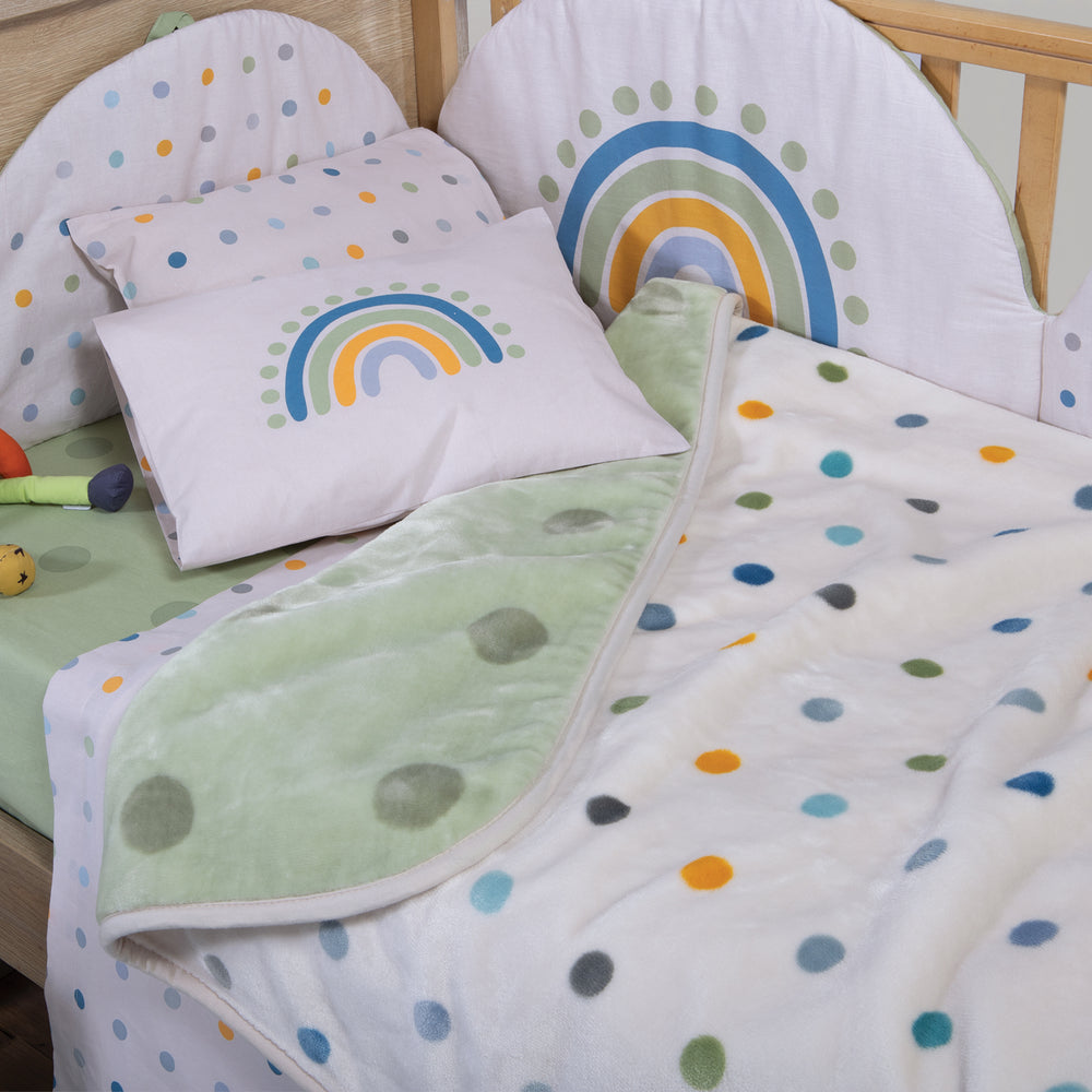 Κουβέρτα Κούνιας Βελουτέ Πράσινη Dots Nef-Nef Homeware
