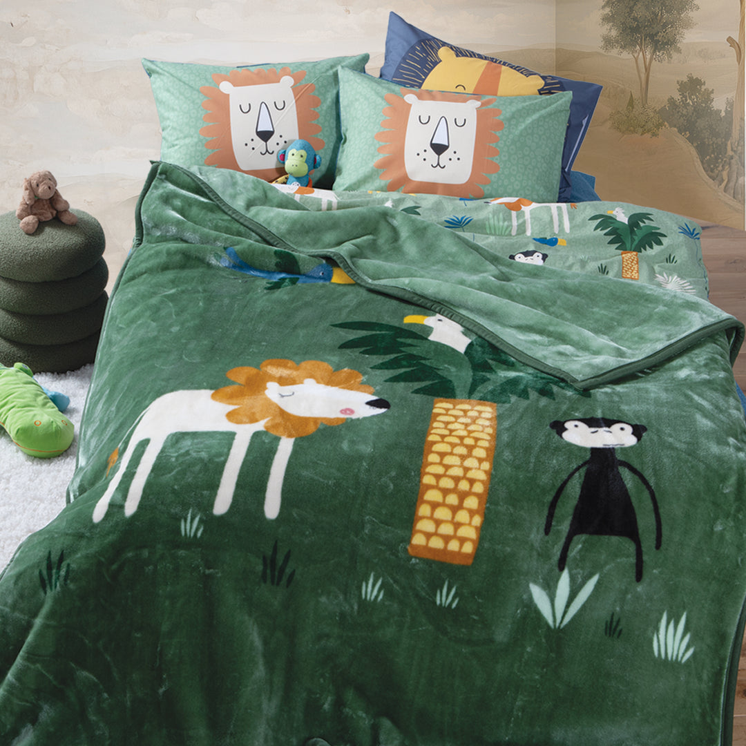 Κουβέρτα Μονή Πράσινη Jungle Mania Nef-Nef Homeware