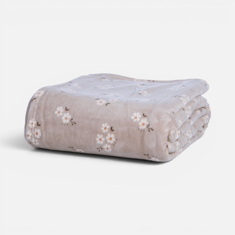 Κουβέρτα Υπέρδιπλη Fleece Γκρι-Μπεζ Φλοράλ Judith Nef-Nef Homeware