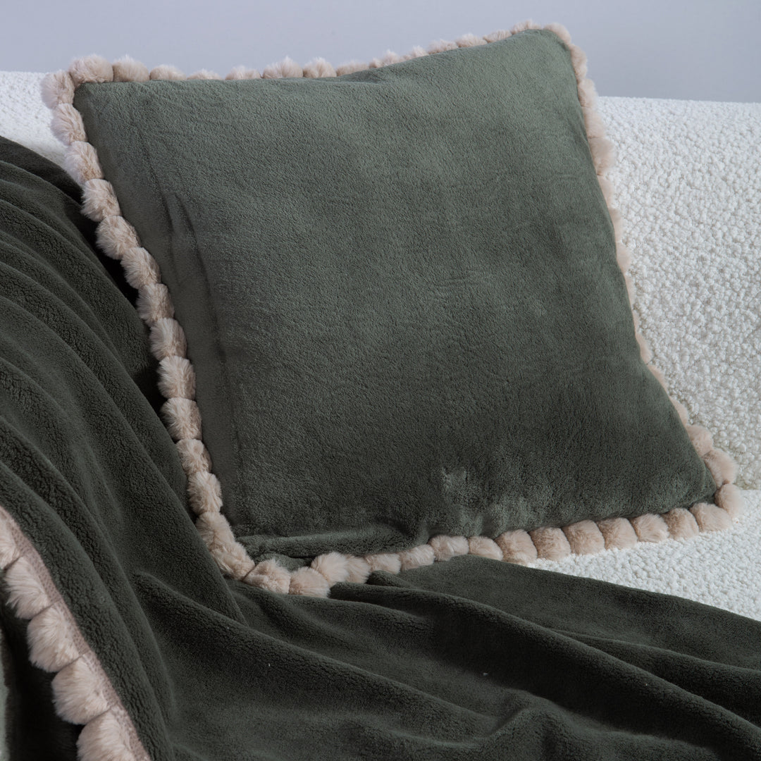 Μαξιλάρι Διακοσμητικό Πράσινο με Pom-Pom Pompozia Nef-Nef Homeware