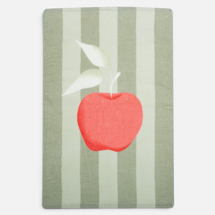 Ποτηρόπανο Βελουτέ Πράσινο Sweet Apple, παρουσίαση προϊόντος σε καθαρό φόντο με έμφαση στο σχέδιο, την απόχρωση και τις βασικές λεπτομέρειες της Nef-Nef Homeware.