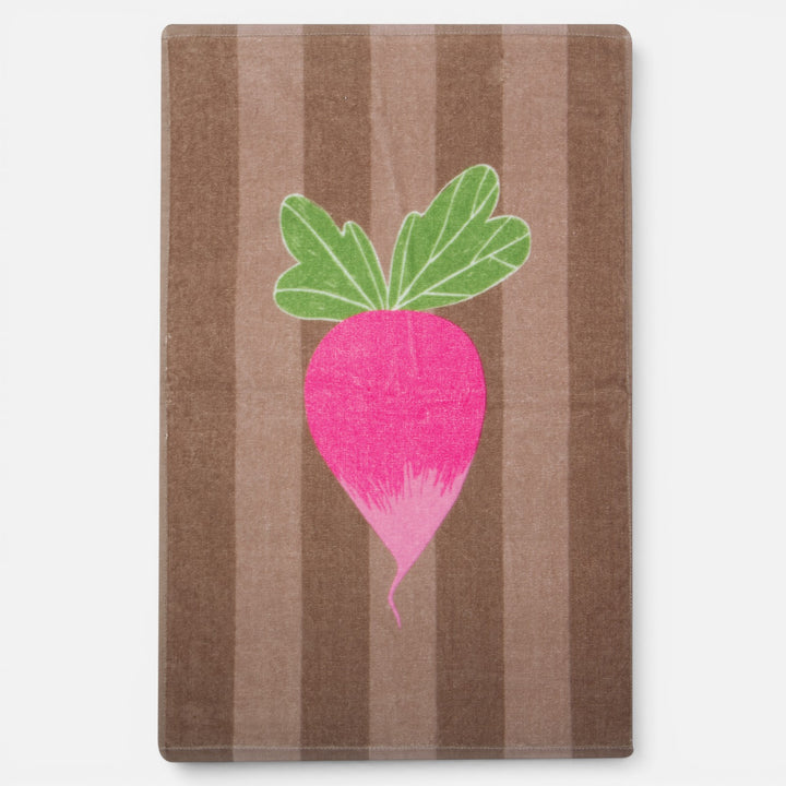 Ποτηρόπανο Βελουτέ Καφέ Radish, παρουσίαση προϊόντος σε καθαρό φόντο με έμφαση στο σχέδιο, την απόχρωση και τις βασικές λεπτομέρειες της Nef-Nef Homeware.