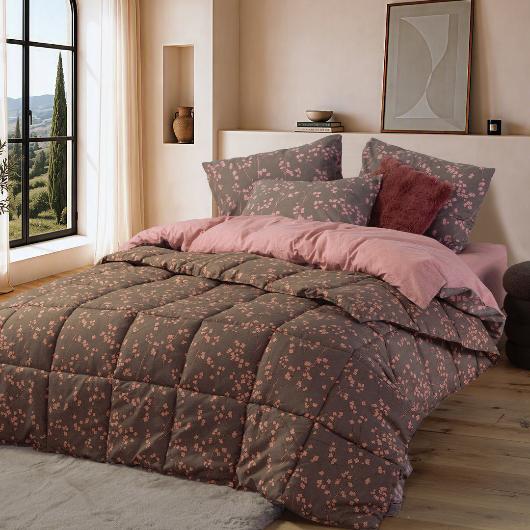 Πάπλωμα Υπέρδιπλο Καφέ Floriva Nef-Nef Homeware
