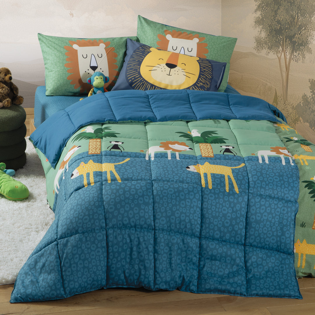 Πάπλωμα Μονό Πράσινο-Μπλε Jungle Mania Nef-Nef Homeware