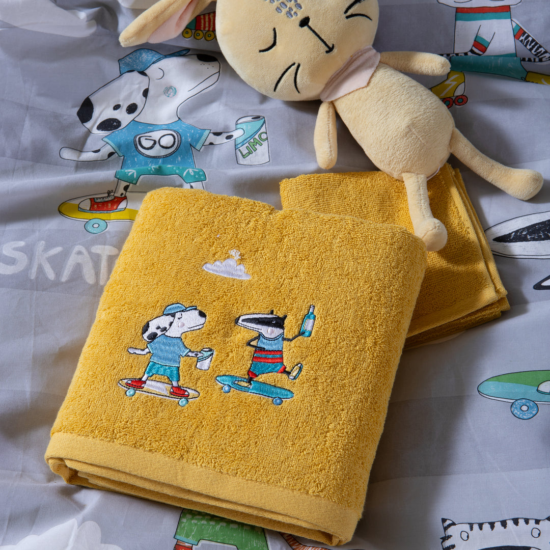 Πετσέτες Σετ 2Τμχ Κίτρινο Cool Skating Nef-Nef Homeware