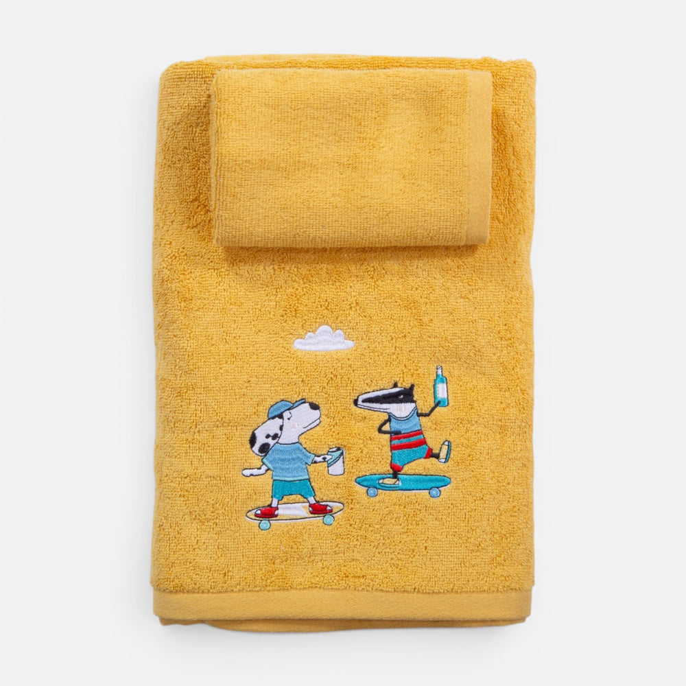 Πετσέτες Σετ 2Τμχ Κίτρινο Cool Skating Nef-Nef Homeware