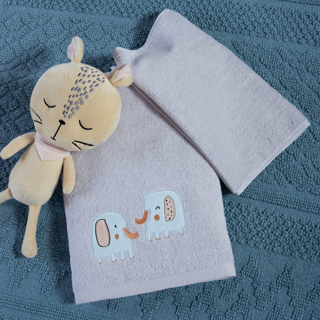 Πετσέτες Βρεφικές Σετ 2Τμχ Γκρι Elephants Nef-Nef Homeware