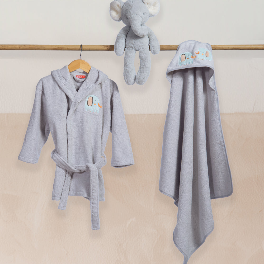 Μπουρνούζι Βρεφικό Γκρι Elephants Nef-Nef Homeware