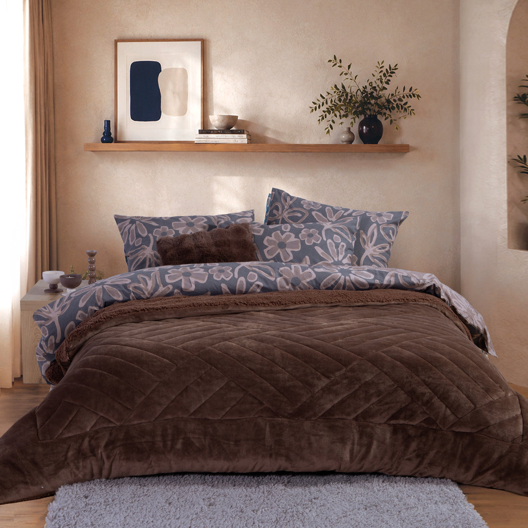 Κουβερτοπάπλωμα Μονό Καφέ Alice Nef-Nef Homeware