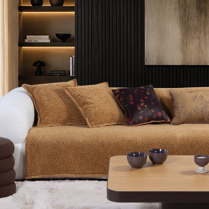 Ριχτάρι Διθέσιου Καναπέ Κάμελ Κροκό Decore, παρουσίαση προϊόντος σε καθαρό φόντο με έμφαση στο σχέδιο, την απόχρωση και τις βασικές λεπτομέρειες της Nef-Nef Homeware.