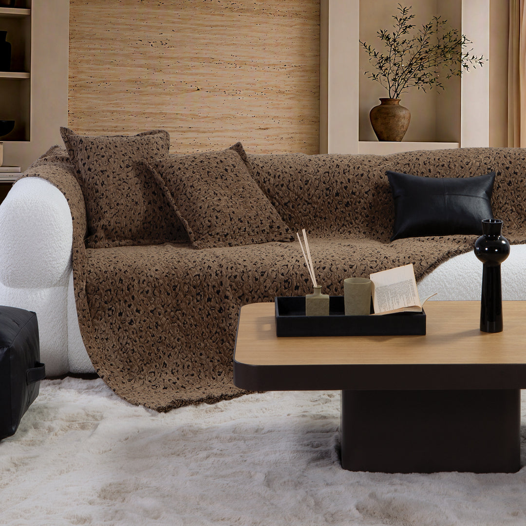Ριχτάρι Τριθέσιου Καναπέ Καφέ Leopard Nef-Nef Homeware