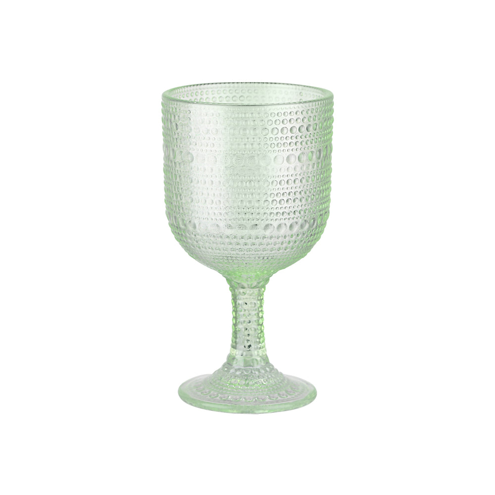 Ποτήρι Κρασιού Dots Γυάλινο σε Πράσινο Χρώμα 375ml Estia