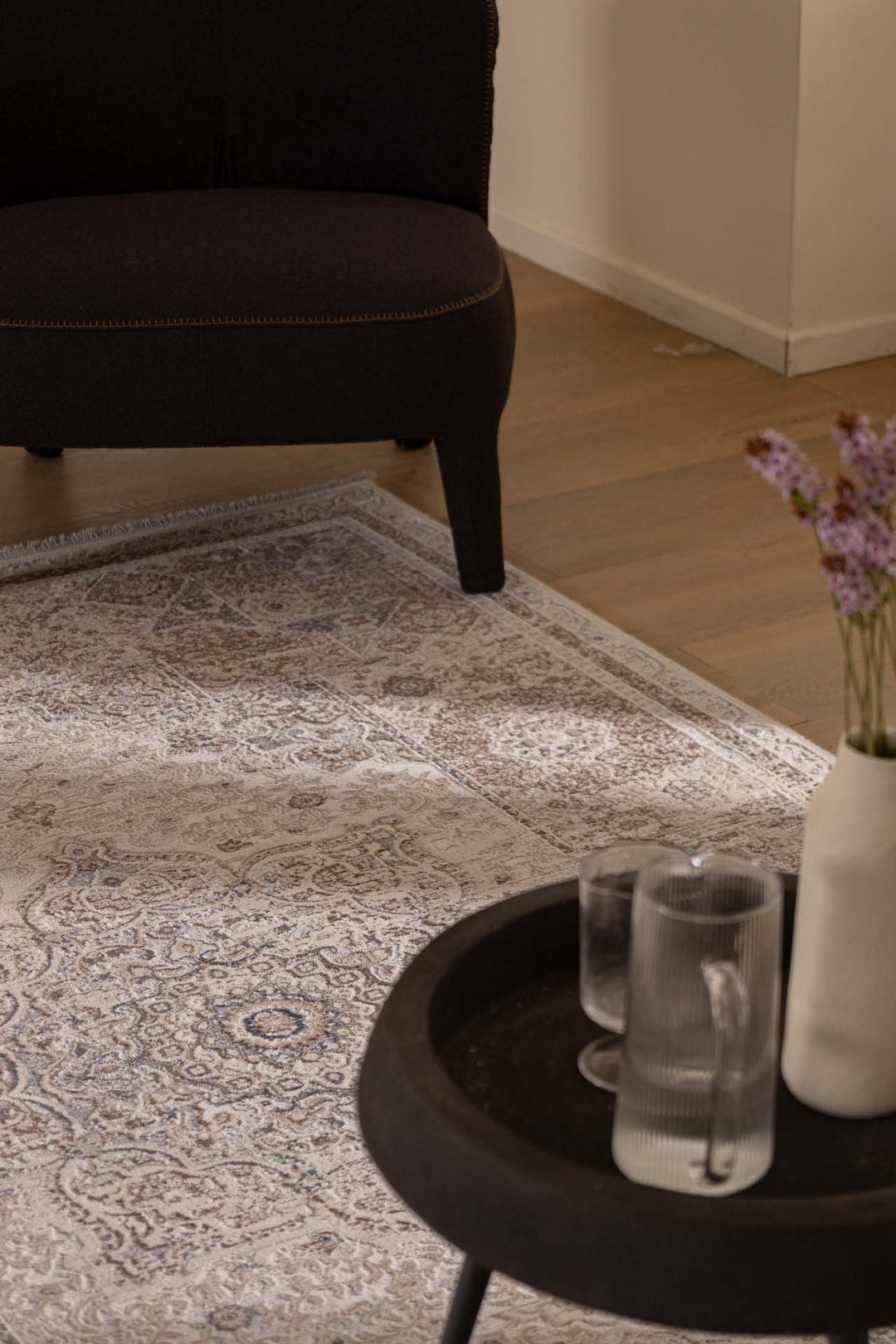 Vintage Στρογγυλό Χαλί Γκρι-Μπεζ Πολυεστερικό Allure Royal Carpet 1.60X1.60 (16652)