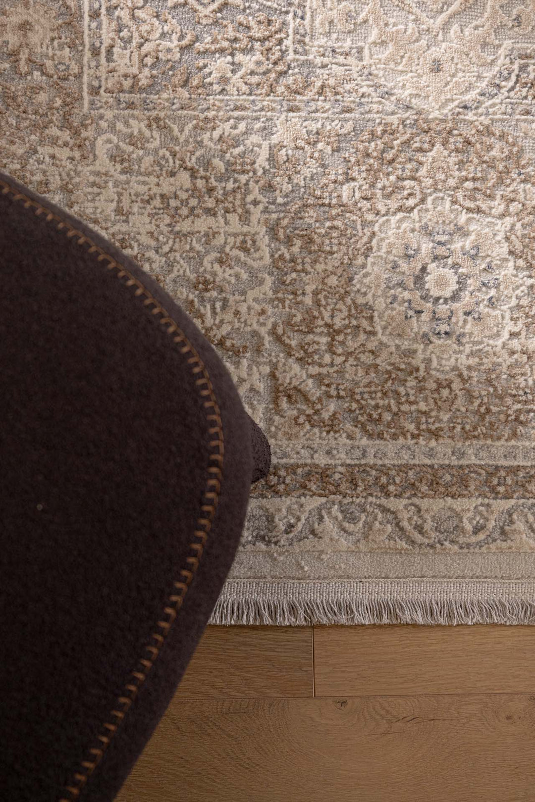 Vintage Στρογγυλό Χαλί Γκρι-Μπεζ Πολυεστερικό Allure Royal Carpet 1.60X1.60 (16652)
