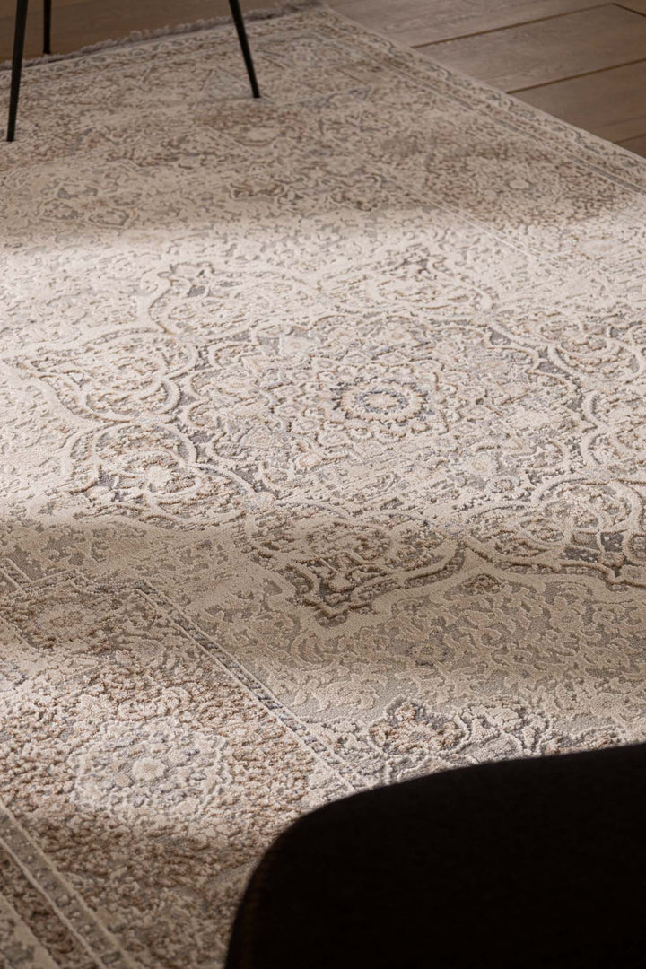 Vintage Στρογγυλό Χαλί Γκρι-Μπεζ Πολυεστερικό Allure Royal Carpet 1.60X1.60 (16652)