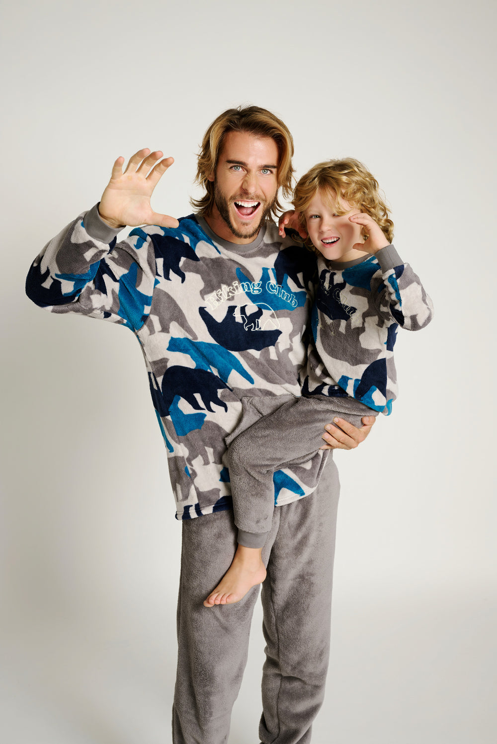 Παιδική Πιτζάμα Γκρι με Σχέδια Αρκούδες Fleece Muy Demi από 2 έως 8 ετών