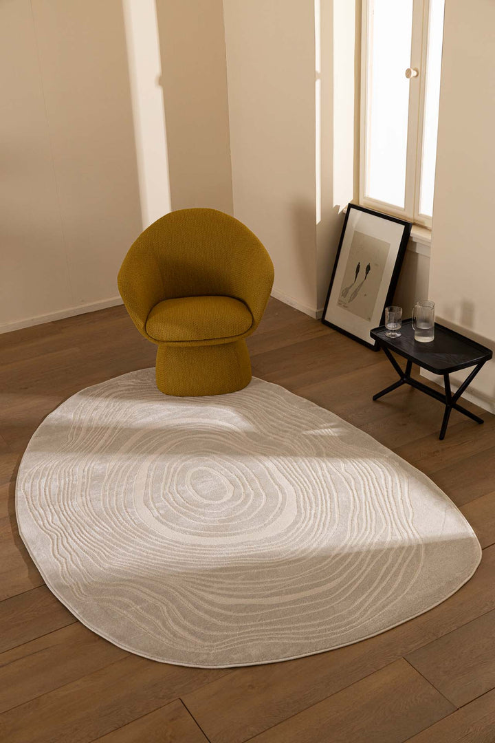 Μοντέρνο Χαλί Εκρού Πολυεστερικό Organic Shape Royal Carpet 1.33X1.90